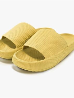 The Cloudies- Yellow Comfort Slide Sandals - Women's Casual Slip-Ons